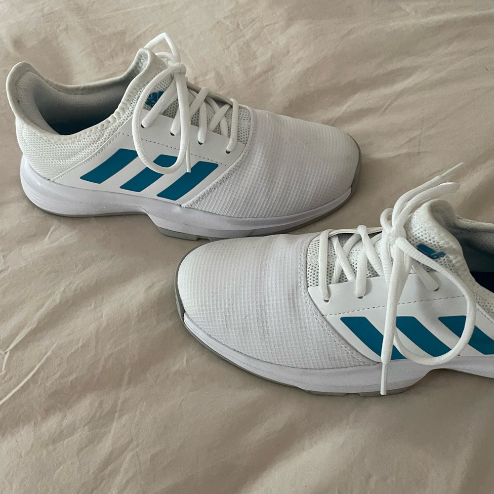 adidas White and Blue Athletic Shoes